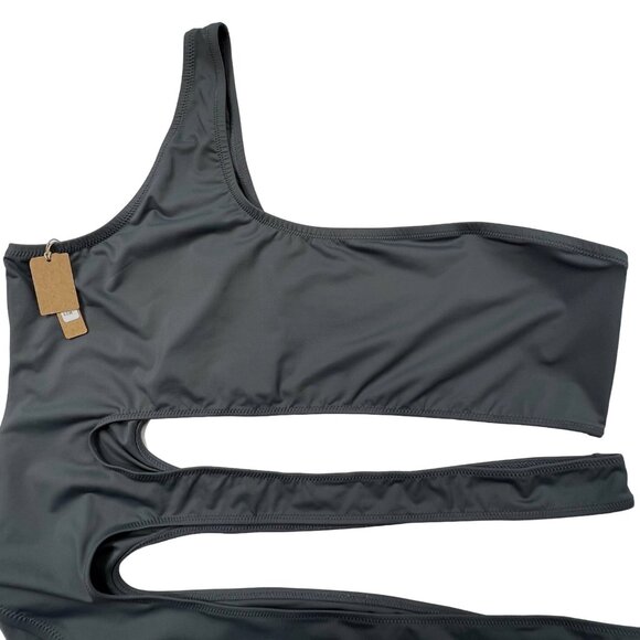 SKIMS Swim One Shoulder Monokini Gunmetal Womens 4X - Picture 5 of 12